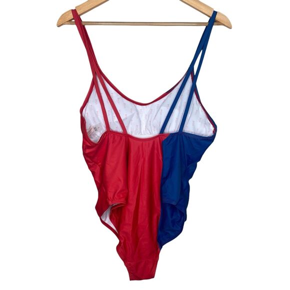 Juicy Couture Swimsuit Size L Colorblock One Piece Red Blue Scoop Back Strappy - Picture 14 of 16